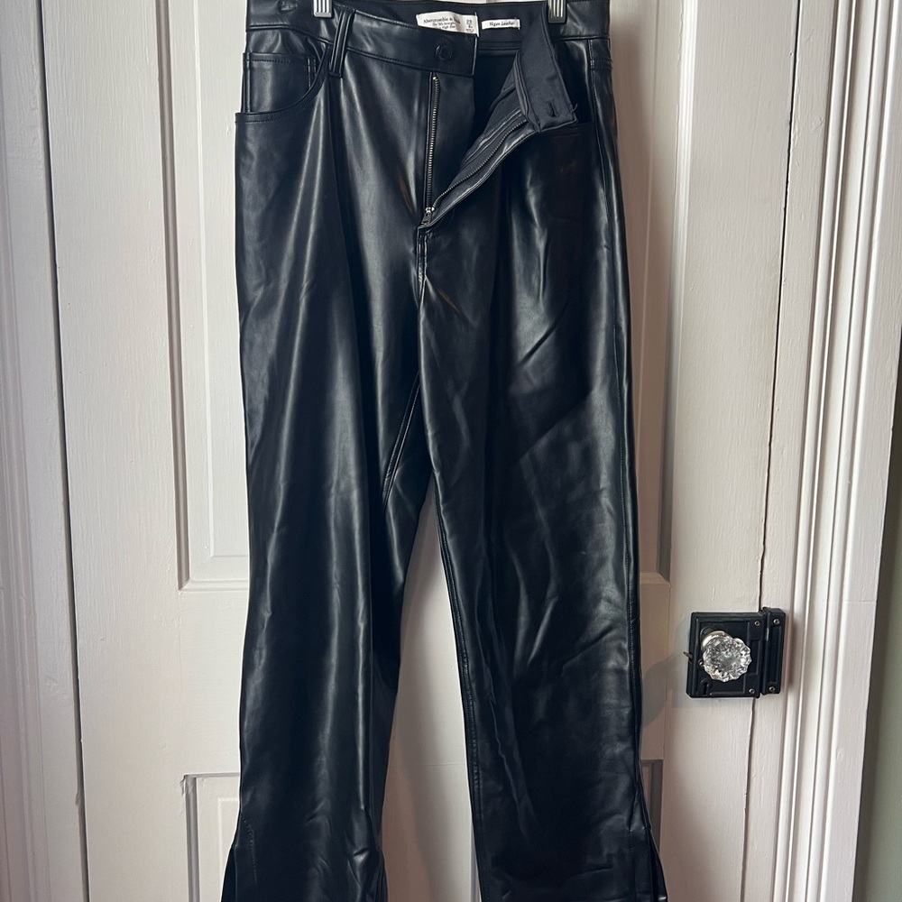 A&F Black Vegan Leather Pants